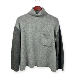 Oak + Fort Contrast Wool Blend Turtleneck Sweater, size S